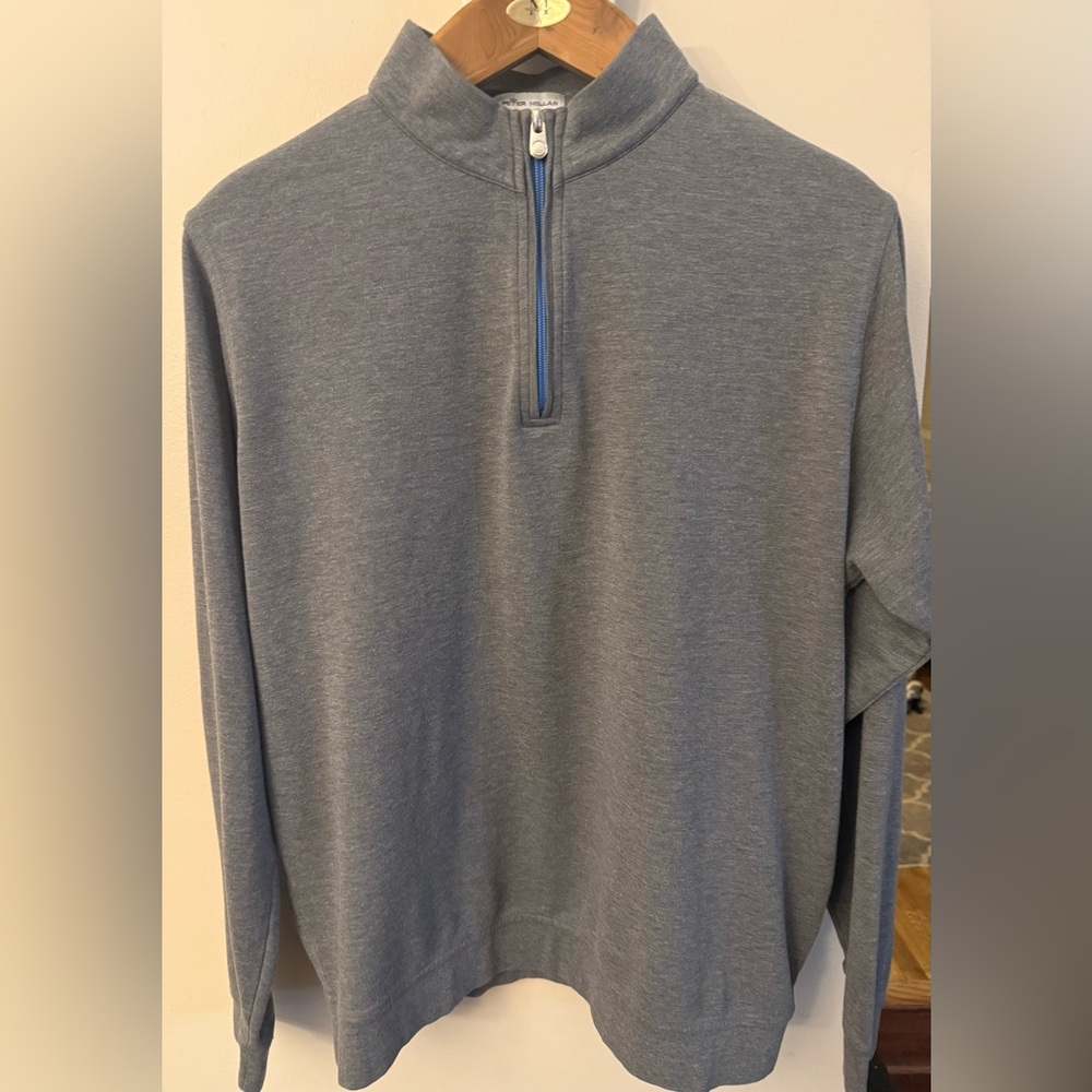 Peter Millar Taupe Sweater with Blue Accents